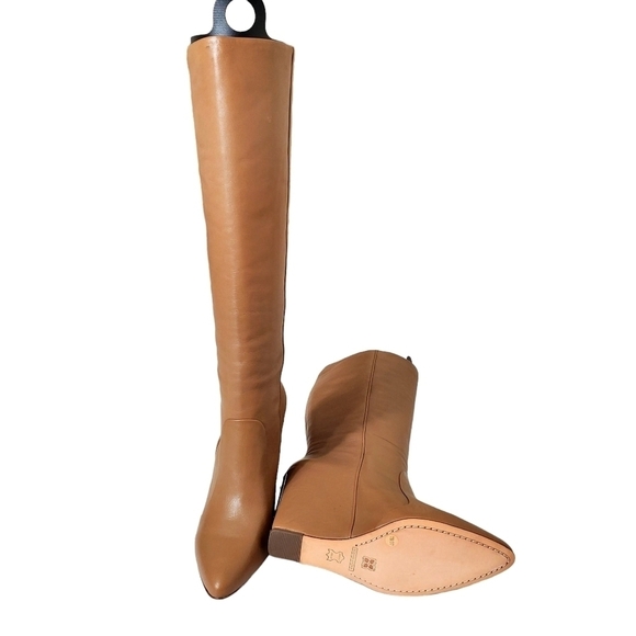 BCBGMAXAZARIA Rachel Knee High Wedge Leather Boots 7B/37 New In Box - Picture 4 of 9